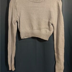 Garage Light Blue Mock Neck Cropped Sweater